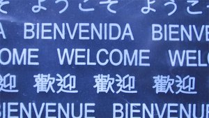 'Welcome' in a bunch of languages.